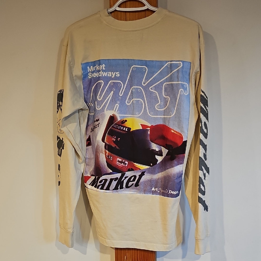 Market Speedways Beige Graphic Long Sleeve Tee